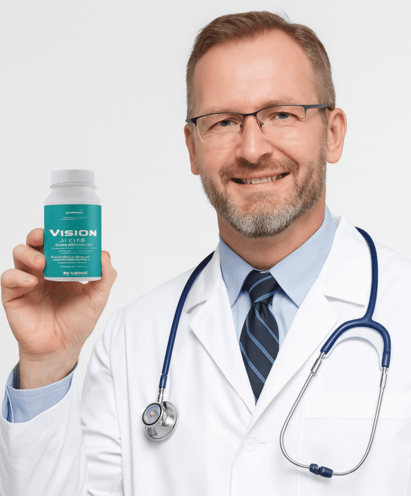 doctor holding bottle of PillowPotion Vision